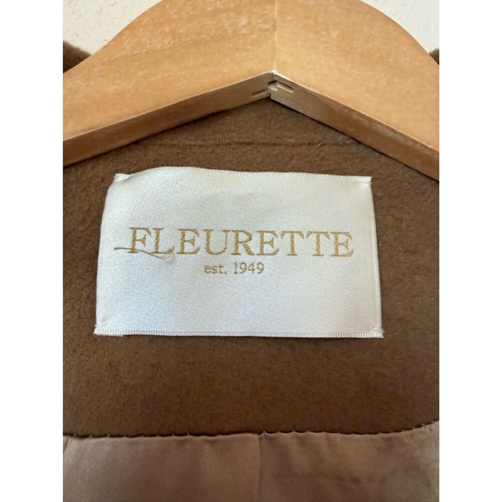 Fleurette 100% Wool Stand Collar Car Coat Camel Size 8 - Picture 2 of 8